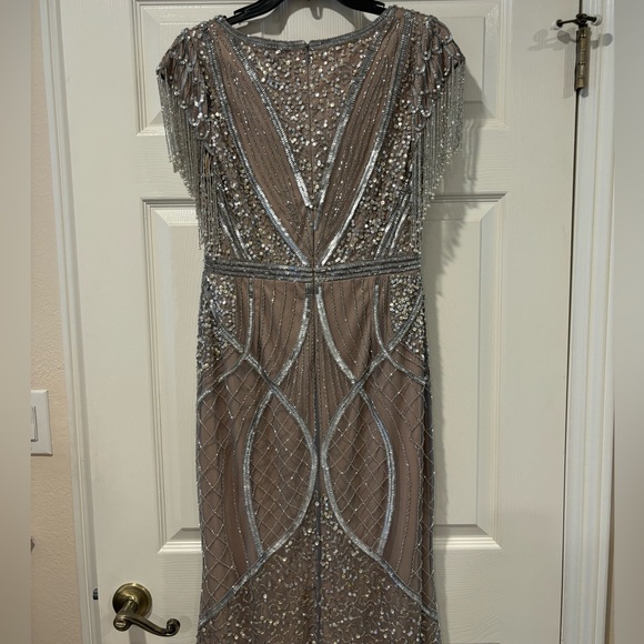ADRIANNA PAPELL Beaded Fringe Trim Gown - Picture 7 of 11